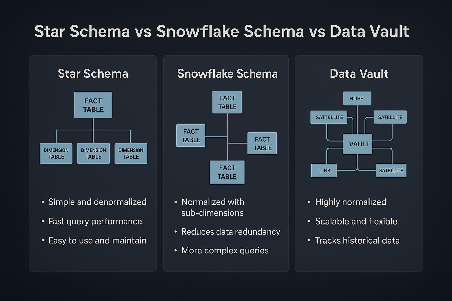 Star vs Snowflake vs Data Vault